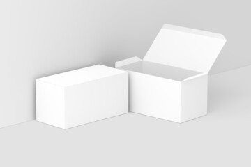 Wide Rectangle Box White Blank Mockup
