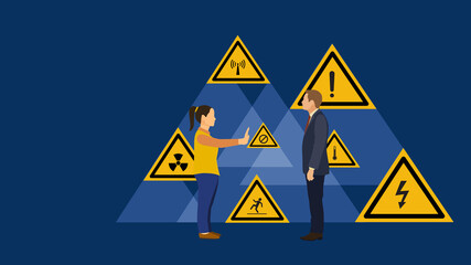 safety and security concept, characters stop, alt signs business man help