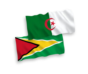 Flags of Co-operative Republic of Guyana and Algeria on a white background
