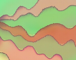 Abstract wavy green orange background with paper texture 