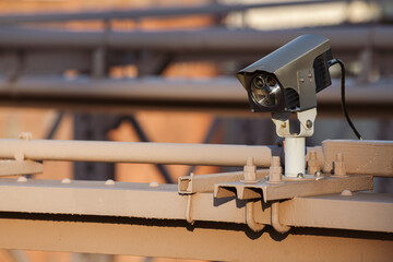 CCTV traffic surveillance camera on the streets from United States of America. Used for citizens safety and respecting the regulations.