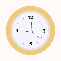 Yellow wall clock on a white background for use in clipart
