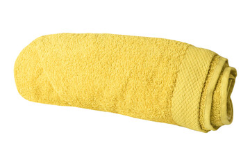 Yellow towel on isolated white background
