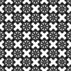 repeating round floral ornament. black and white monochrome seamless pattern. lace. print, cover, template. decorative openwork background for printed products, packaging, textiles.