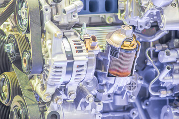 Detail of engine parts. Industrial machinery