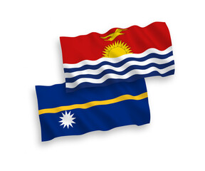 Flags of Republic of Kiribati and Republic of Nauru on a white background