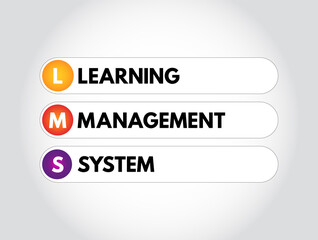 LMS - Learning Management System acronym, software application for the administration, documentation, tracking, reporting, automation, and delivery of educational courses, business concept background
