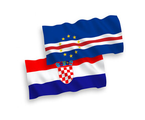 Flags of Republic of Cabo Verde and Croatia on a white background