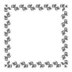 Fototapeta na wymiar square shaped black frame made of plants on white isolated background