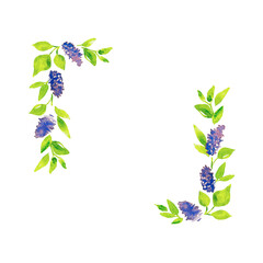 Spring floral cards with lilac hand drawn watercolor