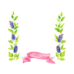 Spring floral cards with lilac hand drawn watercolor