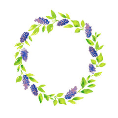 Spring floral cards with lilac hand drawn watercolor