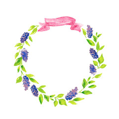 Spring floral cards with lilac hand drawn watercolor