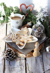 christmas cookies and cup of coffee