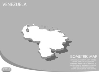 Fototapeta premium white isometric map of Venezuela elements gray background for concept map easy to edit and customize. eps 10