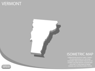 white isometric map of Vermont elements gray background for concept map easy to edit and customize. eps 10