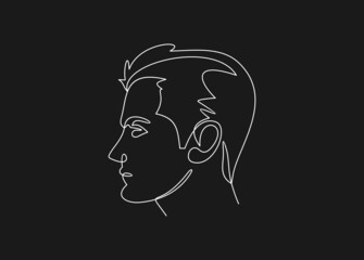 Continuous one line drawing of man portrait. Hairstyle. Fashionable men's style. 