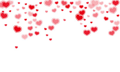 Beautiful red hearts falling vector illustration.