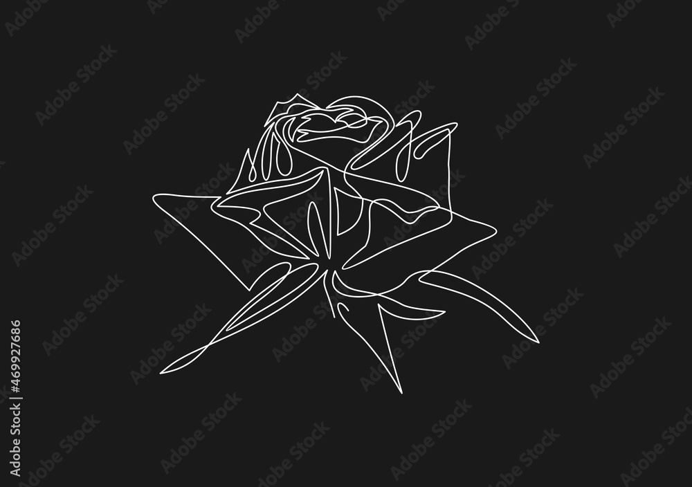 Canvas Prints One line rose design. Hand drawn minimalism style vector illustration