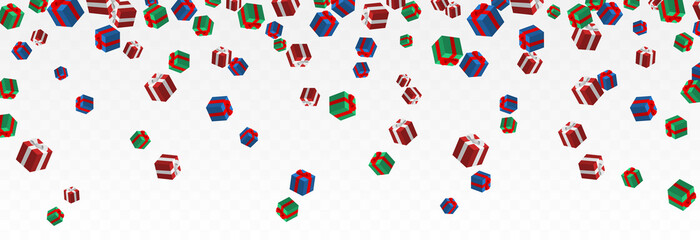 Vector Christmas gifts falling from the sky png. PNG gifts, multicolored gifts, box, Christmas gift, holiday.