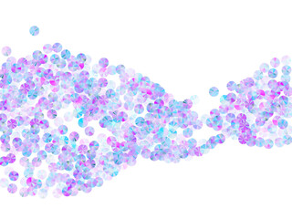 Violet spangles confetti placer vector illustration. Festive shiny paillette elements party decoration top view. Holiday confetti scatter shining background.