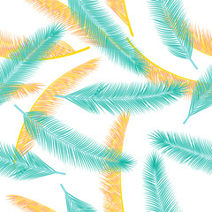 Fototapeta na wymiar Organic palm leaves vector pattern. Pretty wrapping paper. Tropical jungle palm leaves wallpaper seamless pattern.