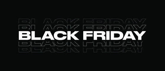 Black Friday Typography Banner. Modern 'Black Friday' Text Logotype on Black background