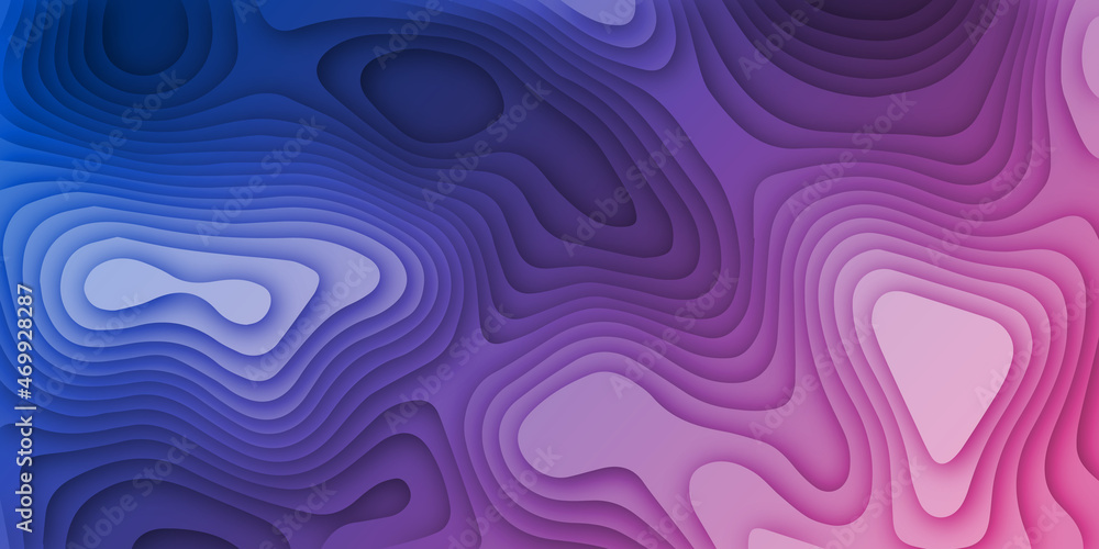 Poster papercut multi layers 3d blue and pink color texture vector background. abstract modern geometric sh