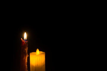 Christmas advent candle light in dark background well used for memorial day religious ritual, spiritual 
  zen meditation, peaceful mind and soul or funeral worship ceremony