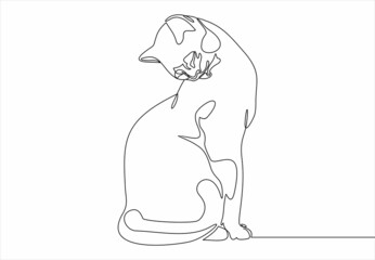 Continuous one line drawing of Cat