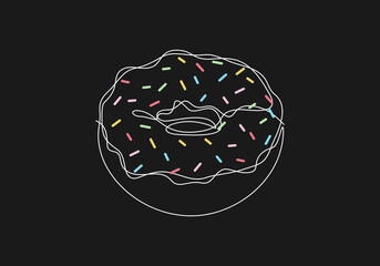 Donut one line drawing junk or fast food concept vector illustration tasty style