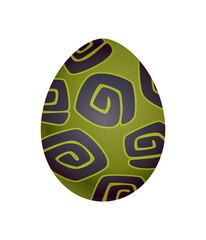 Dragon dinosaur egg with decorative pattern. Dino cartoon egg-shell. Whole painted egg icon. Vector spotted glossy egg-shaped of bird or animal