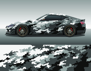 Camouflage car texture template for vinyl wrap and decal print. Classic camo military ornament.