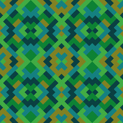 Mosaic seamless texture. Abstract pattern. Vector geometric background of triangles in bright green and blue colors