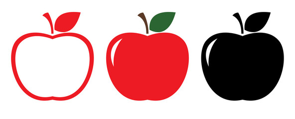 red  apple on the white background, Vector illustration, healthy  juicy