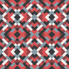 Mosaic seamless texture. Abstract pattern. Vector geometric background of triangles in red and gray colors