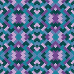 Mosaic seamless texture. Abstract pattern. Vector geometric background of triangles in purple and lue colors