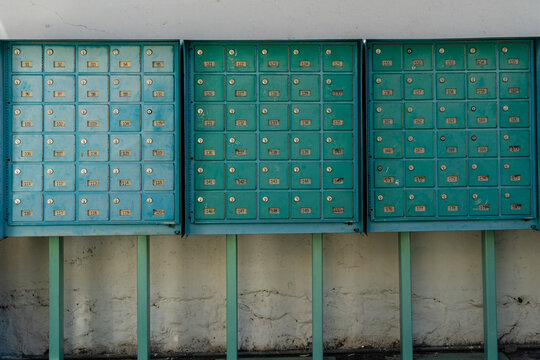 Locked mailboxes in the street
