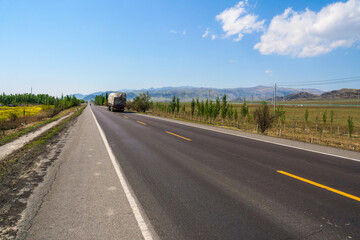 Fototapeta na wymiar National road traffic logistics transportation