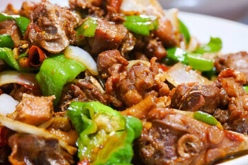 Fried chicken with traditional green pepper