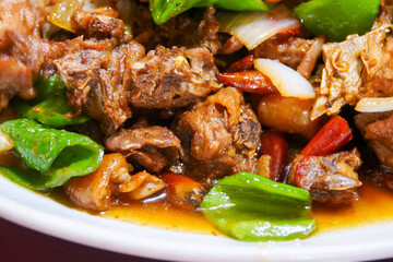 Fried chicken with traditional green pepper