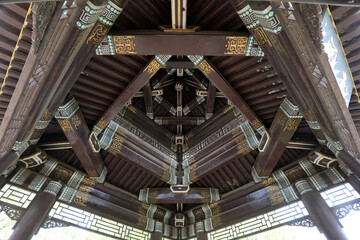 Chinese traditional wooden pavilion structure, Beijing, China