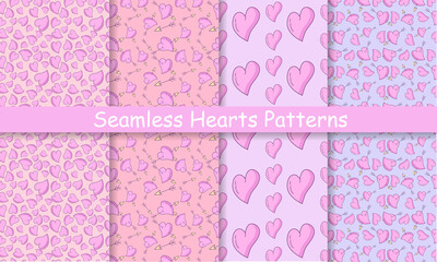 Seamless Hearts Patterns set