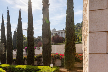 The majestic  beauty of the Bahai Garden, located on Mount Carmel in the city of Haifa, in northern Israel