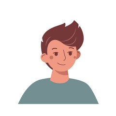 Portrait of cute cartoon boy for avatar.