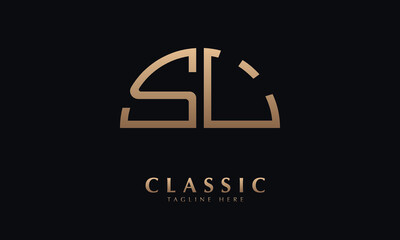 Alphabet SL or LS Half Illustration monogram vector logo template