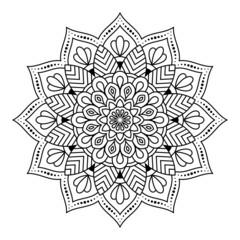Mandala Coloring book line art vector illustration isolated on white background, Vintage decorative elements, interior design, shirt, greeting card, lace pattern, wedding card