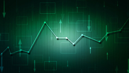 Business Growth graph on technology background, Futuristic raise chart digital transformation abstract technology background. Big data and business growth currency stock and investment economy