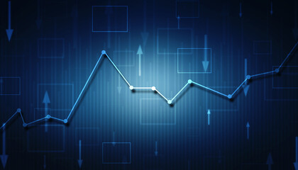 Business Growth graph on technology background, Futuristic raise chart digital transformation abstract technology background. Big data and business growth currency stock and investment economy
