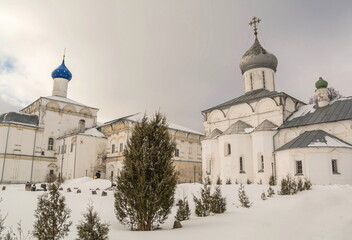 Fototapeta na wymiar Gold ring of Russia. Holy Danilov Monastery in winter Pereslavl-Zalessky